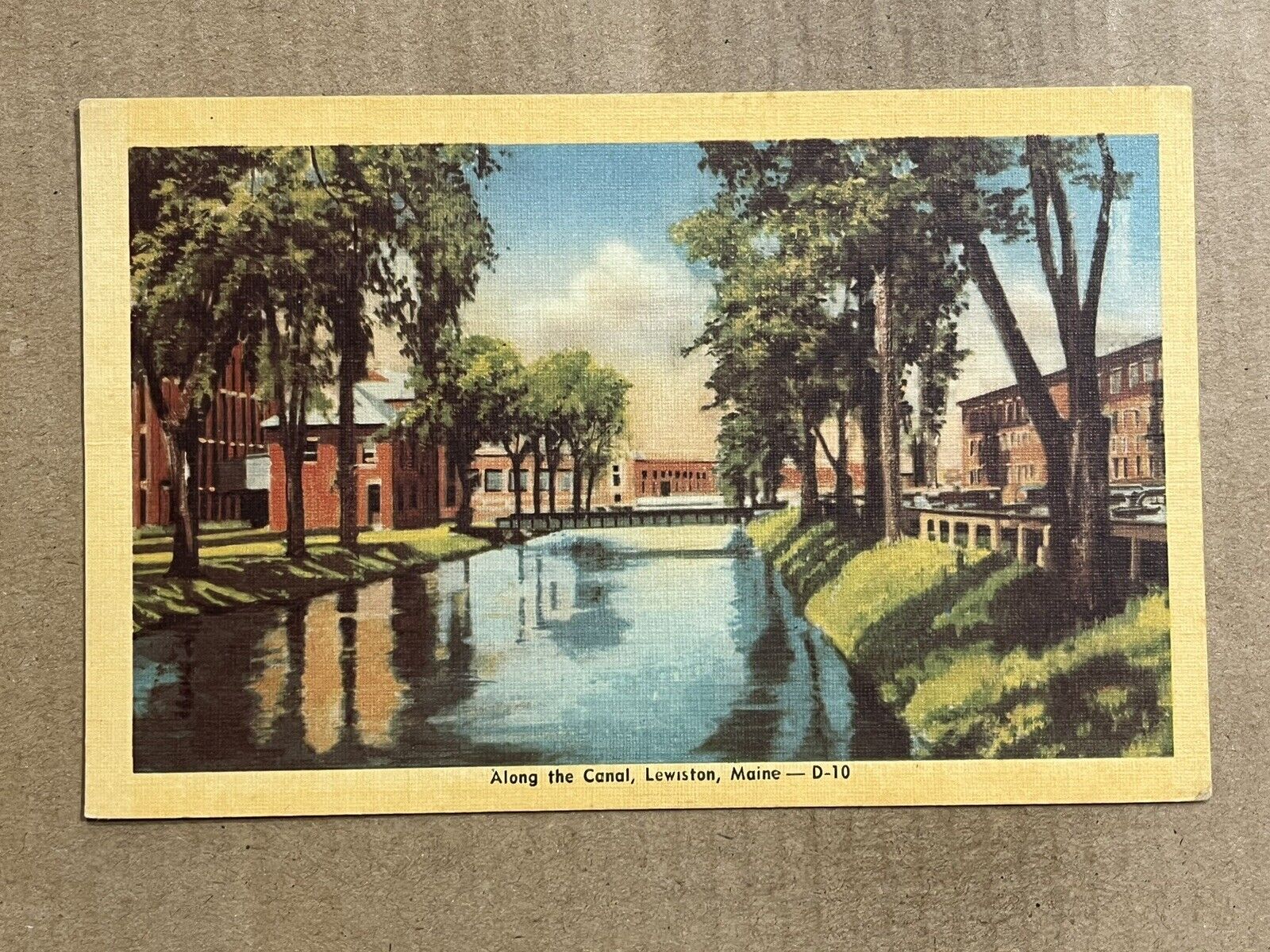 Postcard Lewiston ME Maine Along The Canal Vintage PC