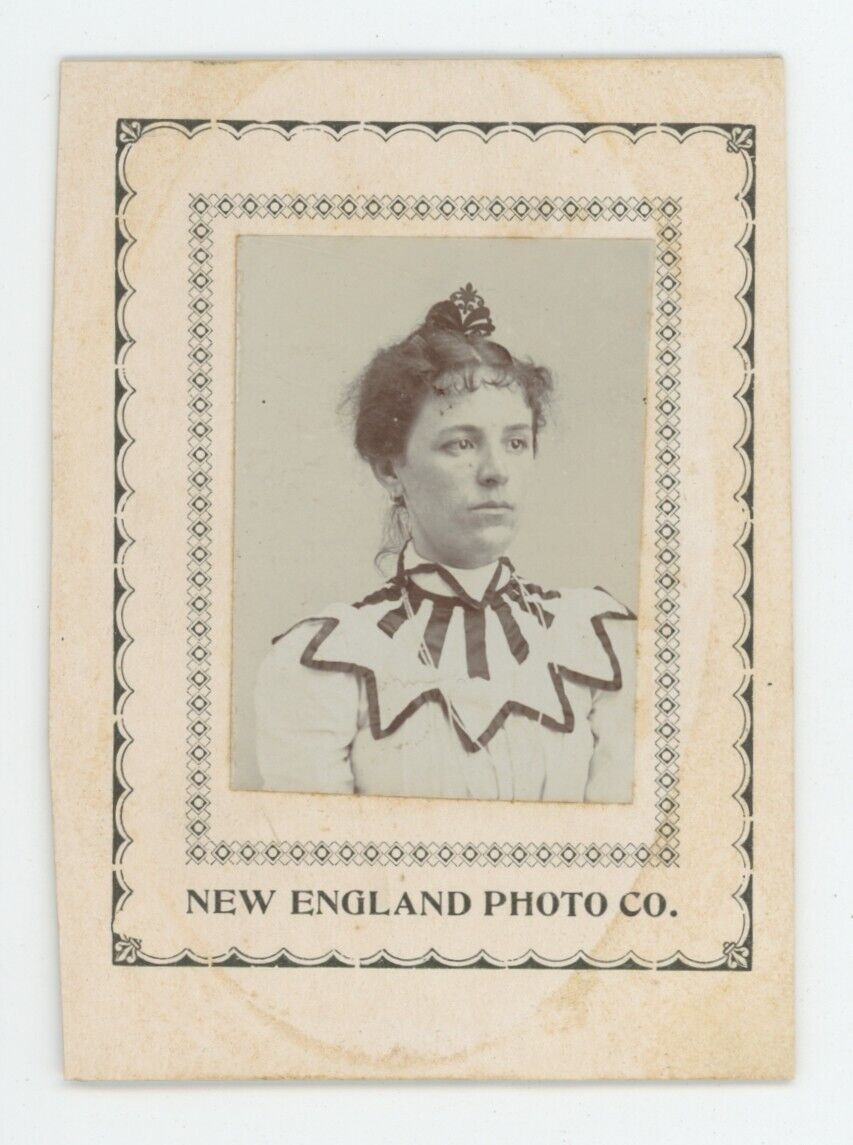 Antique CDV Circa 1900s Beautiful Young Woman in Dress New England Photo Co.