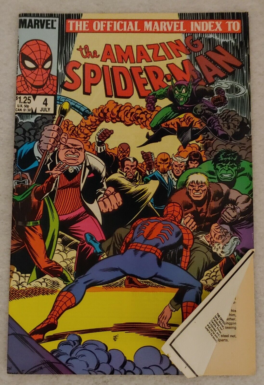 Marvel Comic The Amazing Spider-Man, July 1985, No.4 VERY RARE FRONT PAGE MISCUT