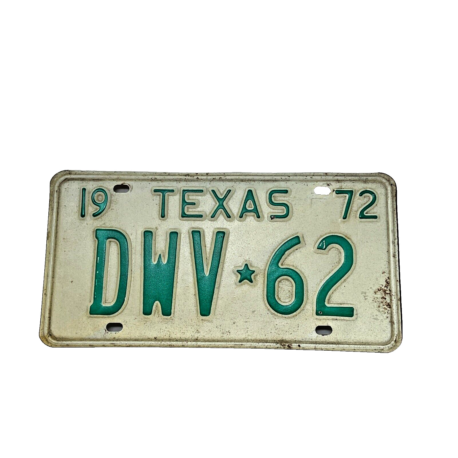 1972 72 Texas License Single Plate VINTAGE ANTIQUE NOS Dwv-62