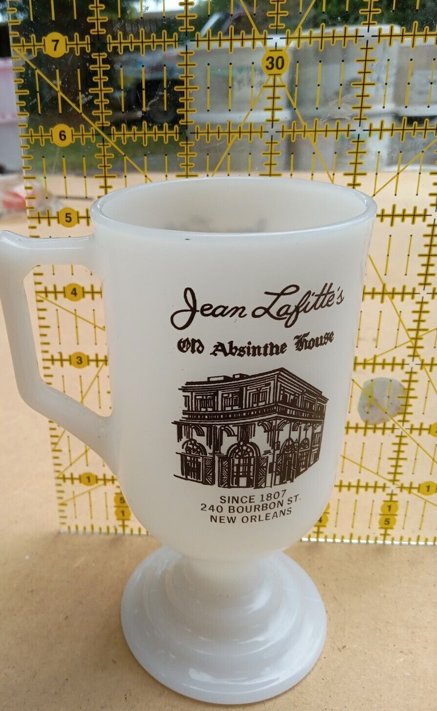 Jean Lafitte's Absinthe House New Orleans Vintage Milk Glass Mug
