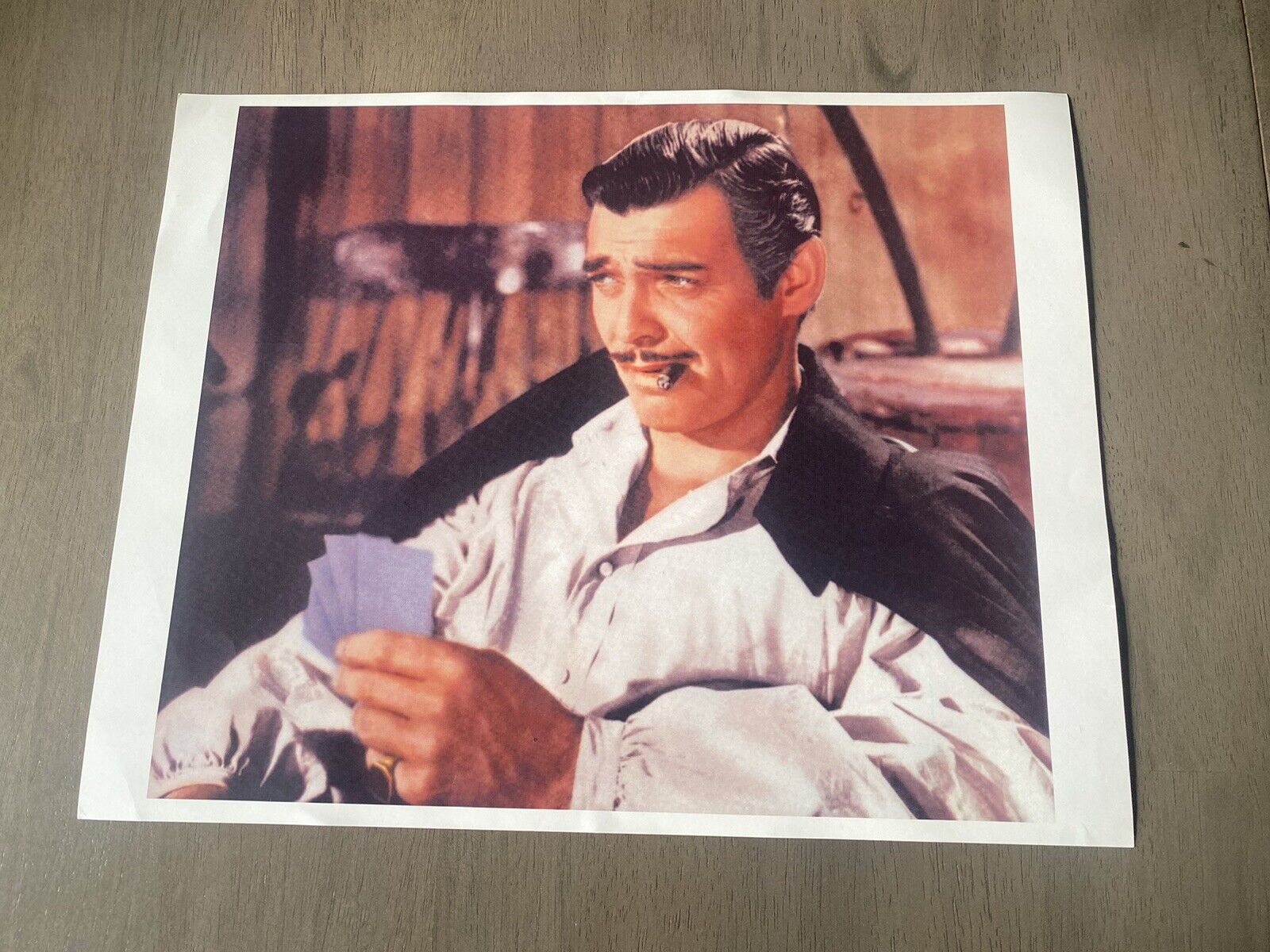 Vintage Color Card Stock Print of Clark Gable Playing Cards - Junk Drawer