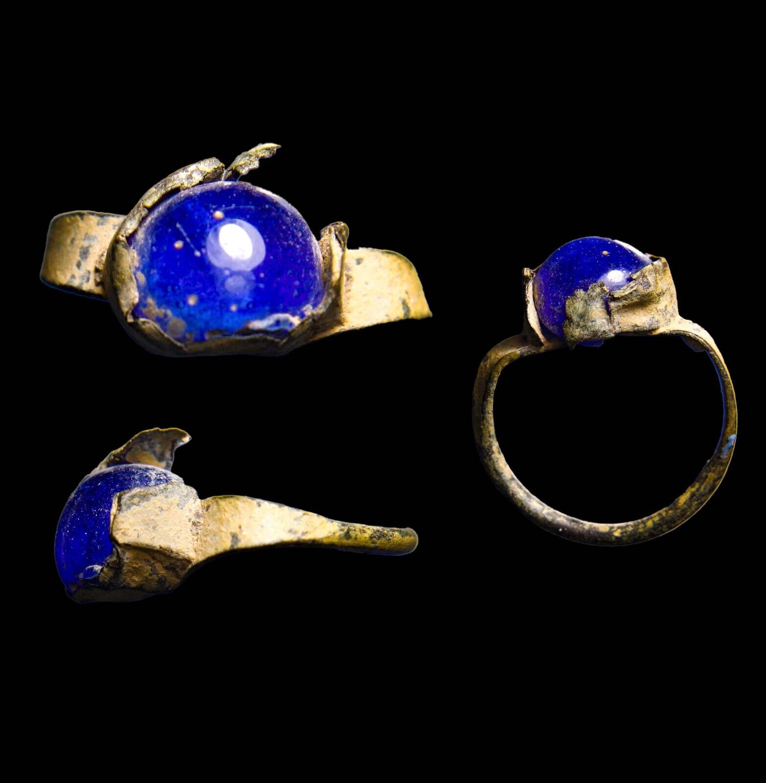 Genuine Roman Authentic Ring Deep Blue Precious Stone WOW Antiquity Artifact