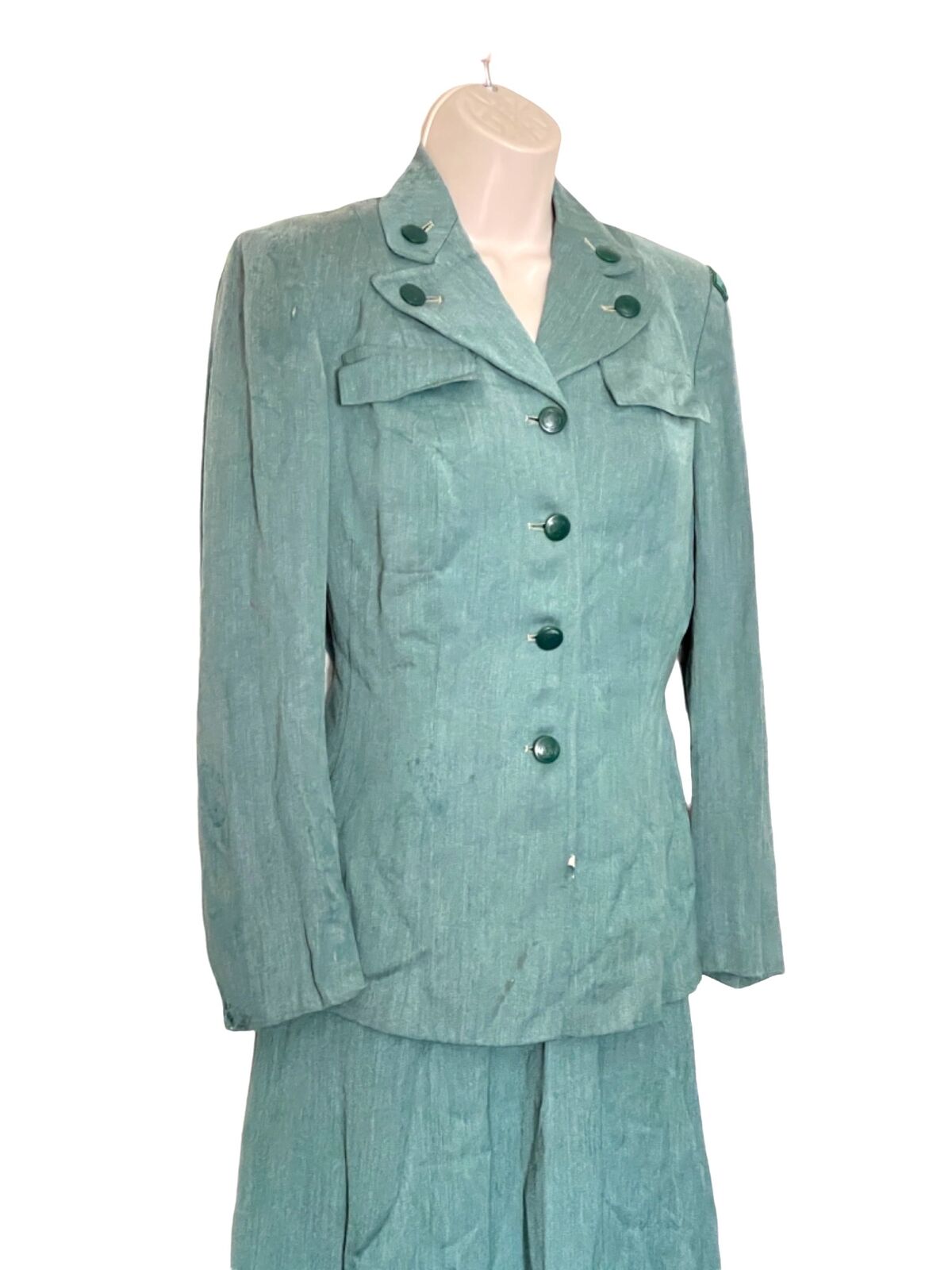 Vintage 1940s Girl Scouts of America Leader Green Uniform Jacket Skirt Costume