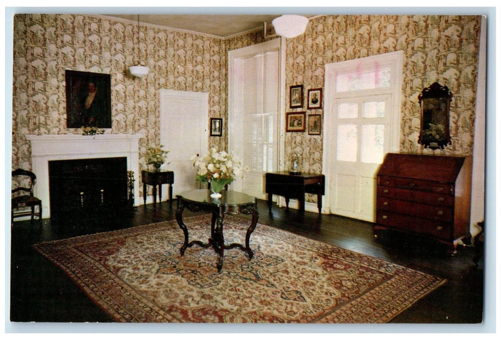 c1950's Family Living Room of Governor Harrison Grouseland Vincennes IN Postcard