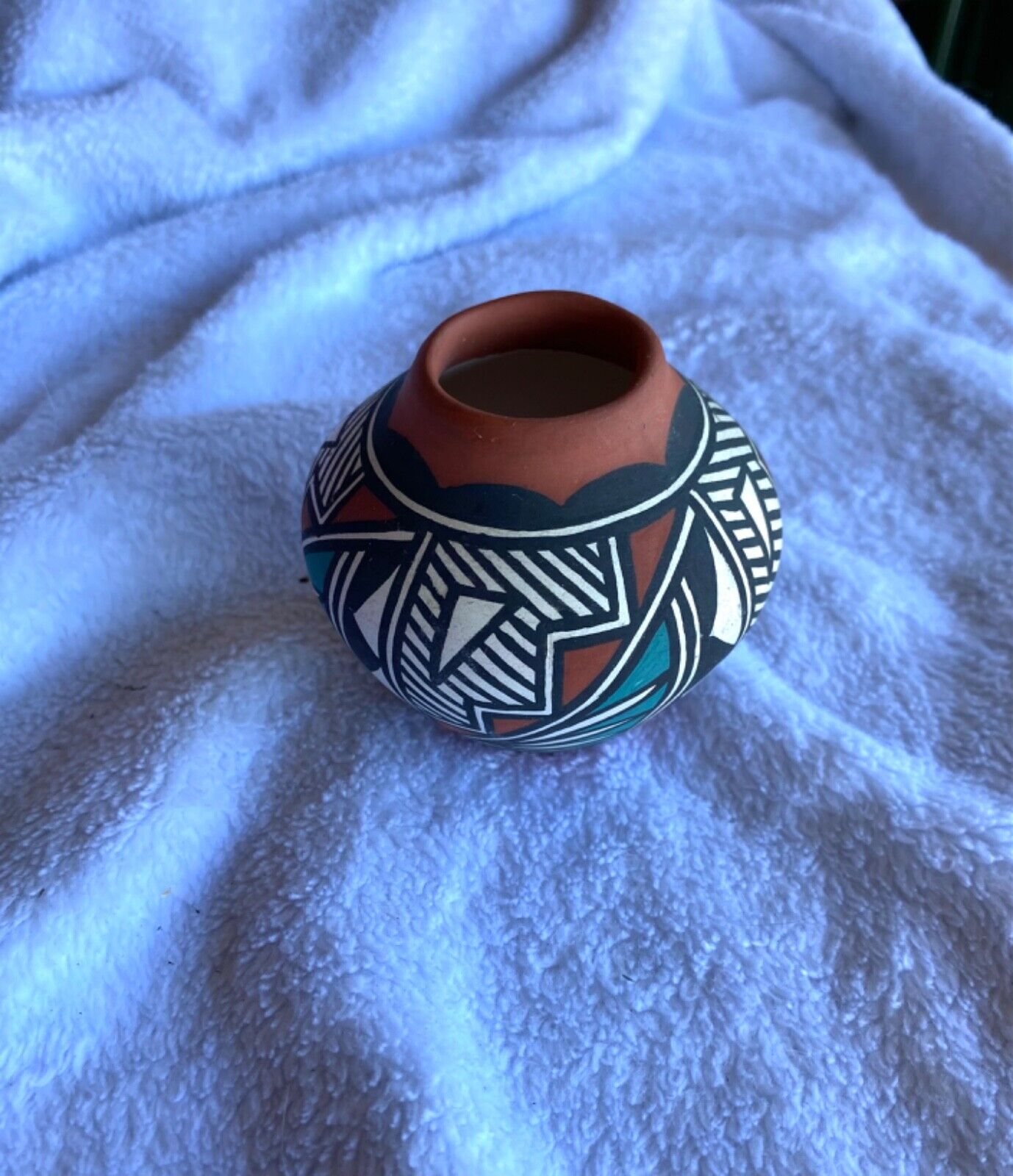 Hand Painted Miniature Native American Vase 2” Signed Acoma