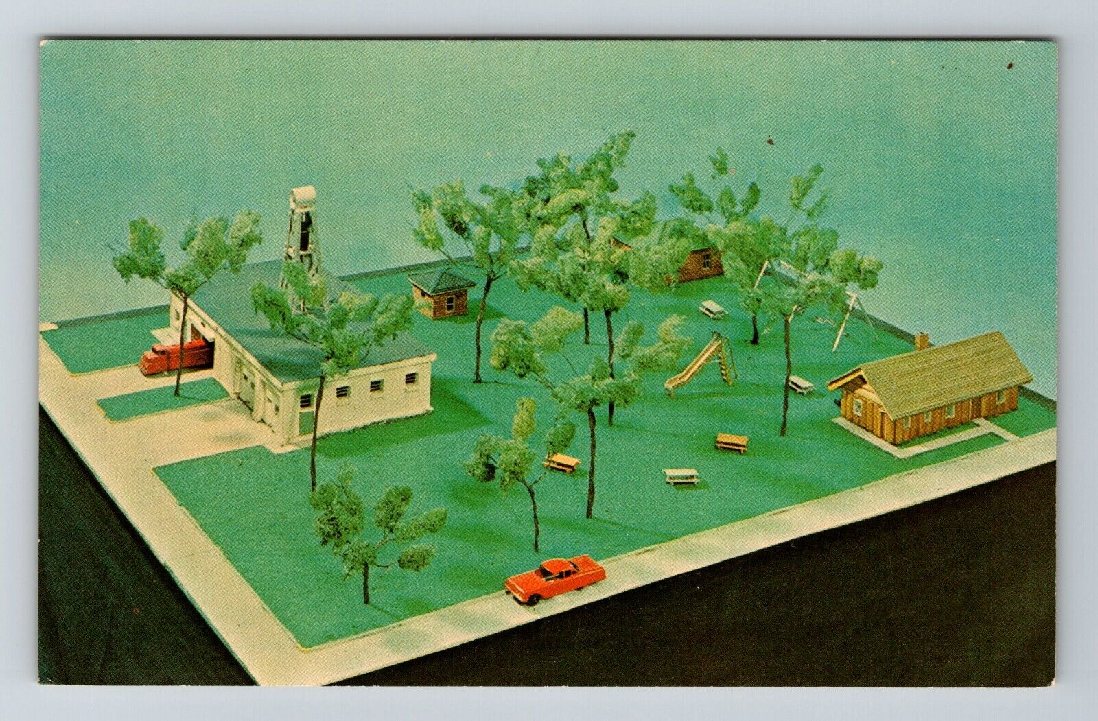 Wakarusa IN-Indiana, Aerial Diorama View Town Park, Vintage Postcard
