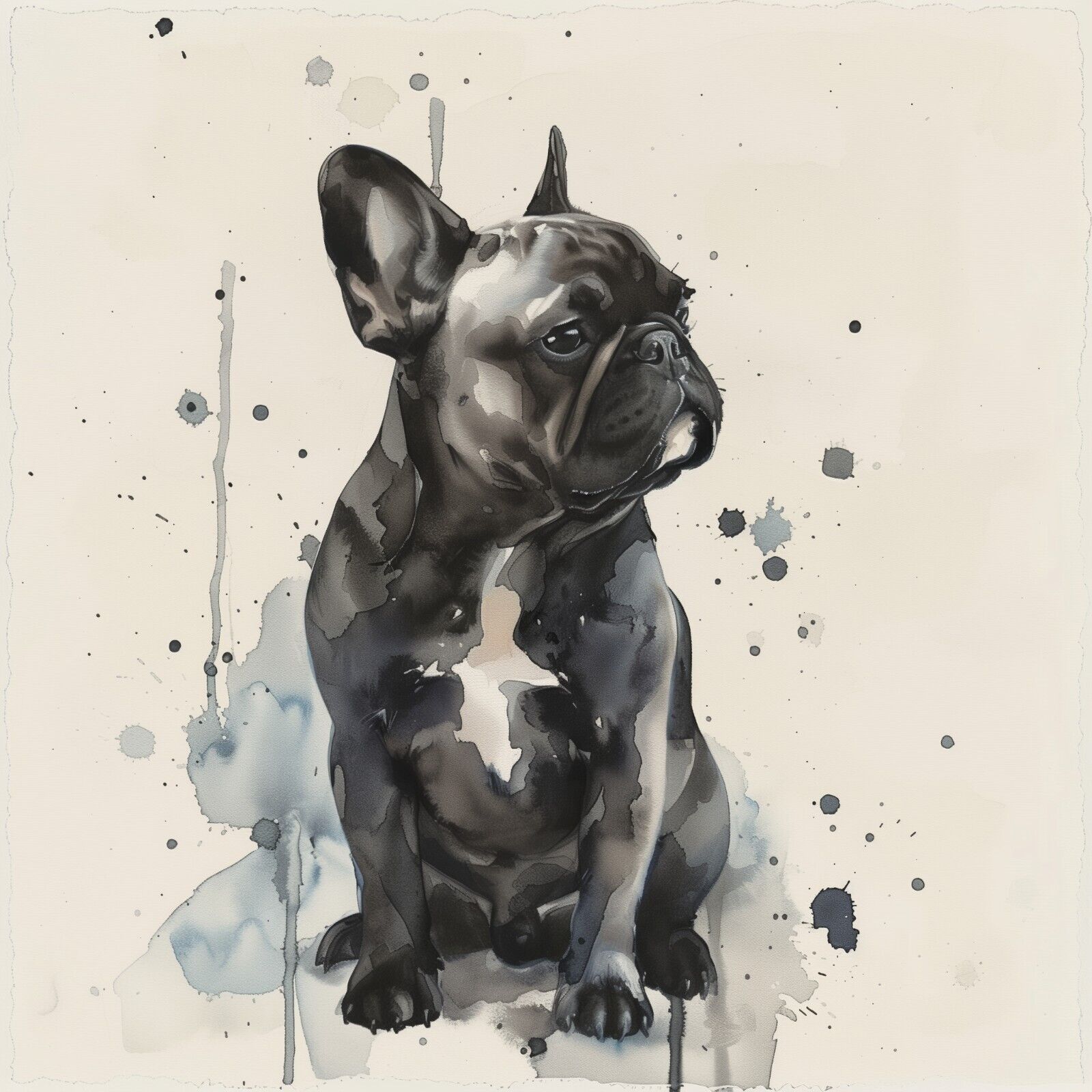 French Bulldog 12X12 Art Print Dog Watercolor Home Decor Signed by Artist