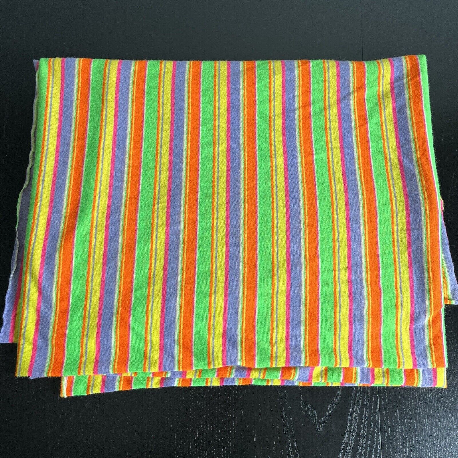 Vintage 60s/70s Neon Striped Colorful Synthetic Polyester Fabric 2.2 Yards