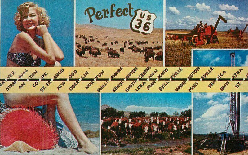 1950s US Highway 36 Colorado Missouri Attractions Noble Postcard 22-7736