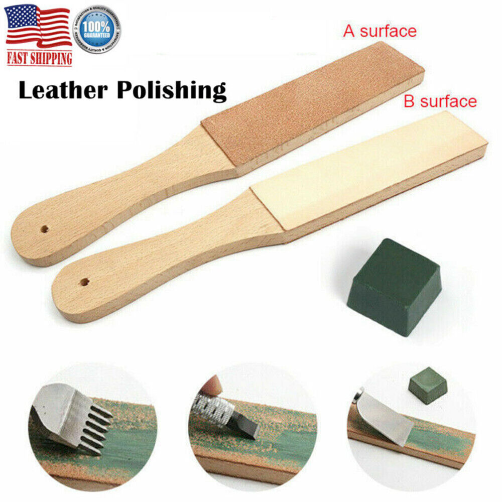 Double Sided Leather Strop Tool Paddle Compound Knife Kit Sharpener Honing