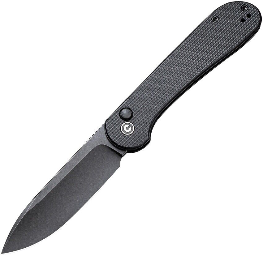 Civivi Button Lock Elementum Folding Knife Black G10 Handle 14C28N Plain C2103A