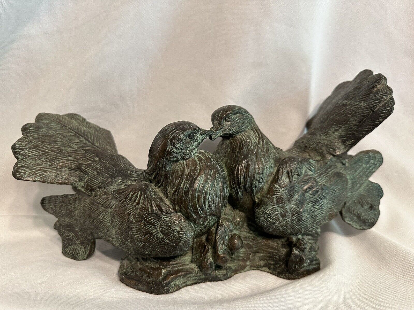 Vintage Maitland Smith Bronze Love Birds Sculpture 13”