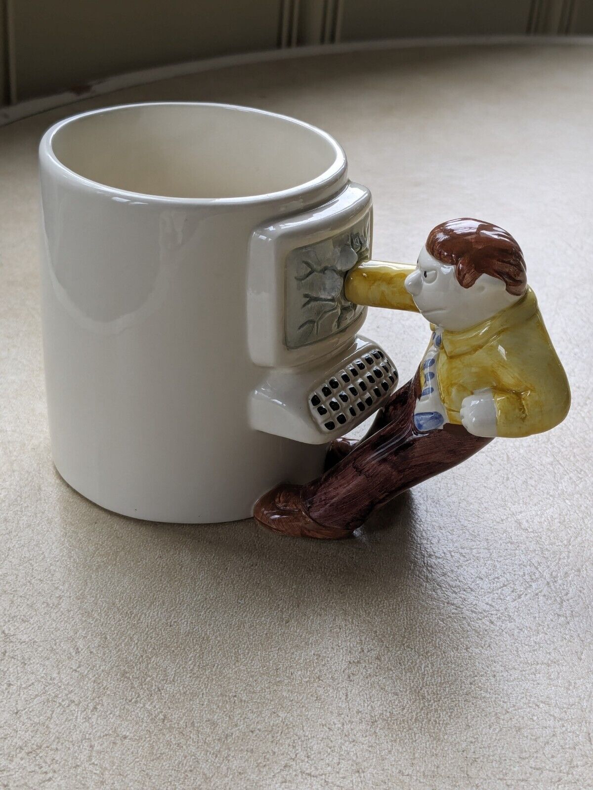 Vintage Omnibus Mug Man Punching Computer Screen Coffee/Tea Cup