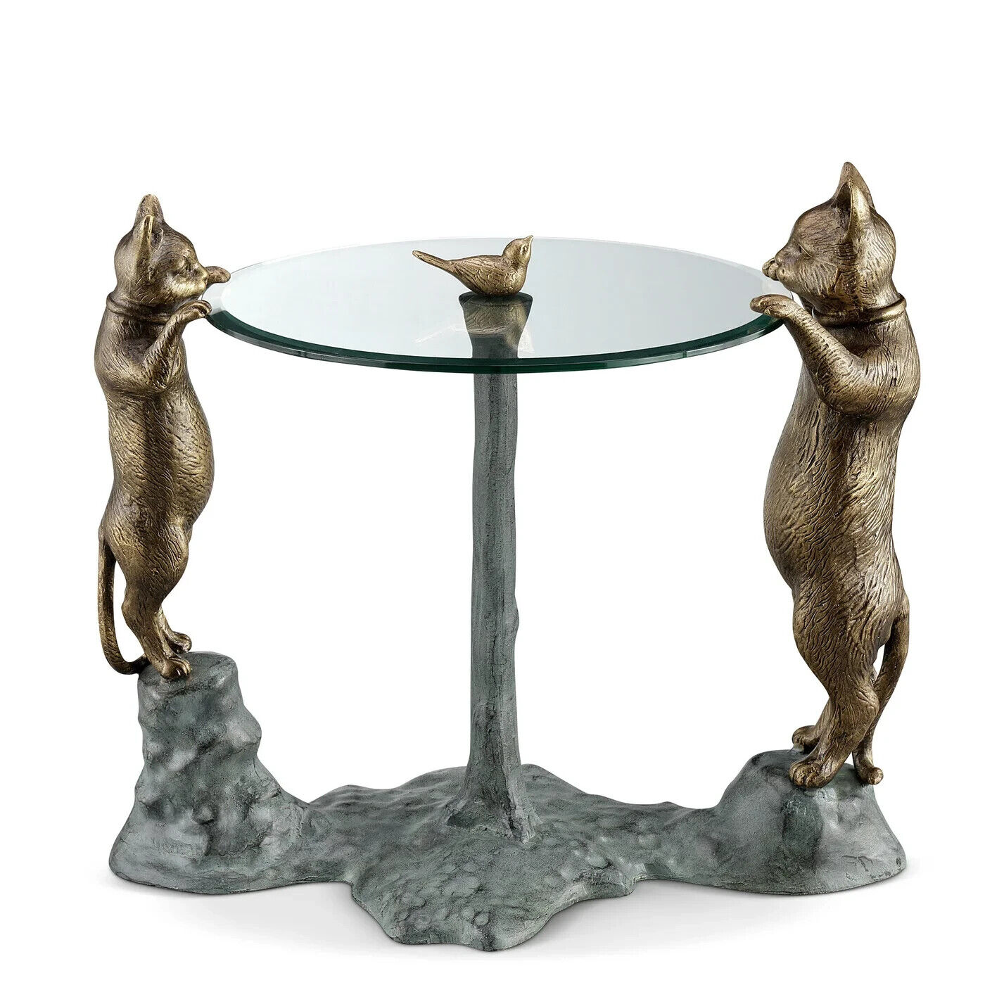 Aluminum Whimsical Curious Cats End/Side Table-22.5\'\' x 18\'\'H