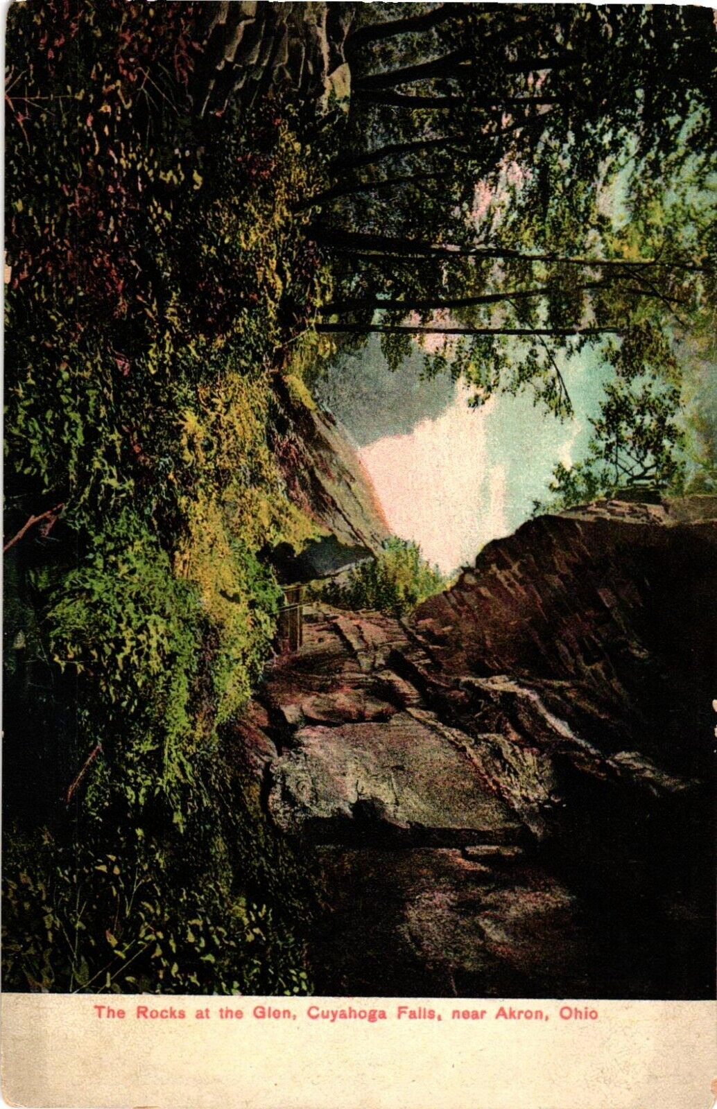 Postcard The Rocks at the Glen Cuyahoga Falls, near Akron Ohio