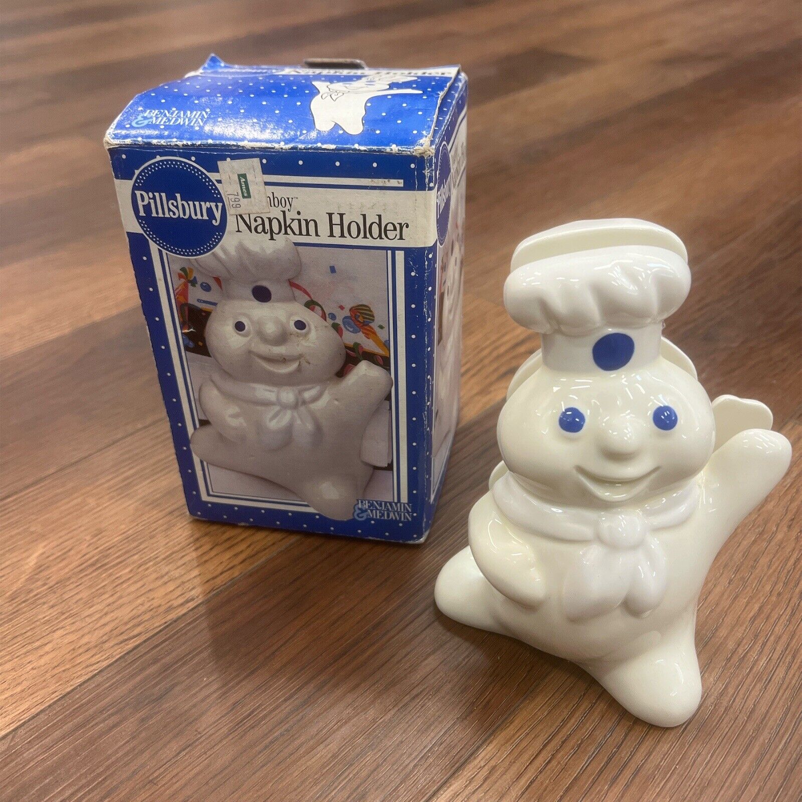 Vintage 1997 Pillsbury Doughboy Ceramic Napkin Holder w/Original Box