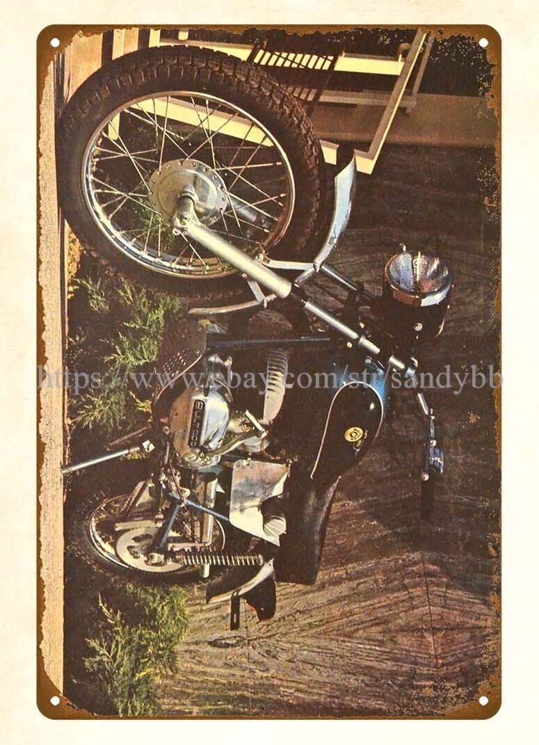 1970s Bultaco blue Motorcycle motorbike Workshop Gift metal tin sign wall decor