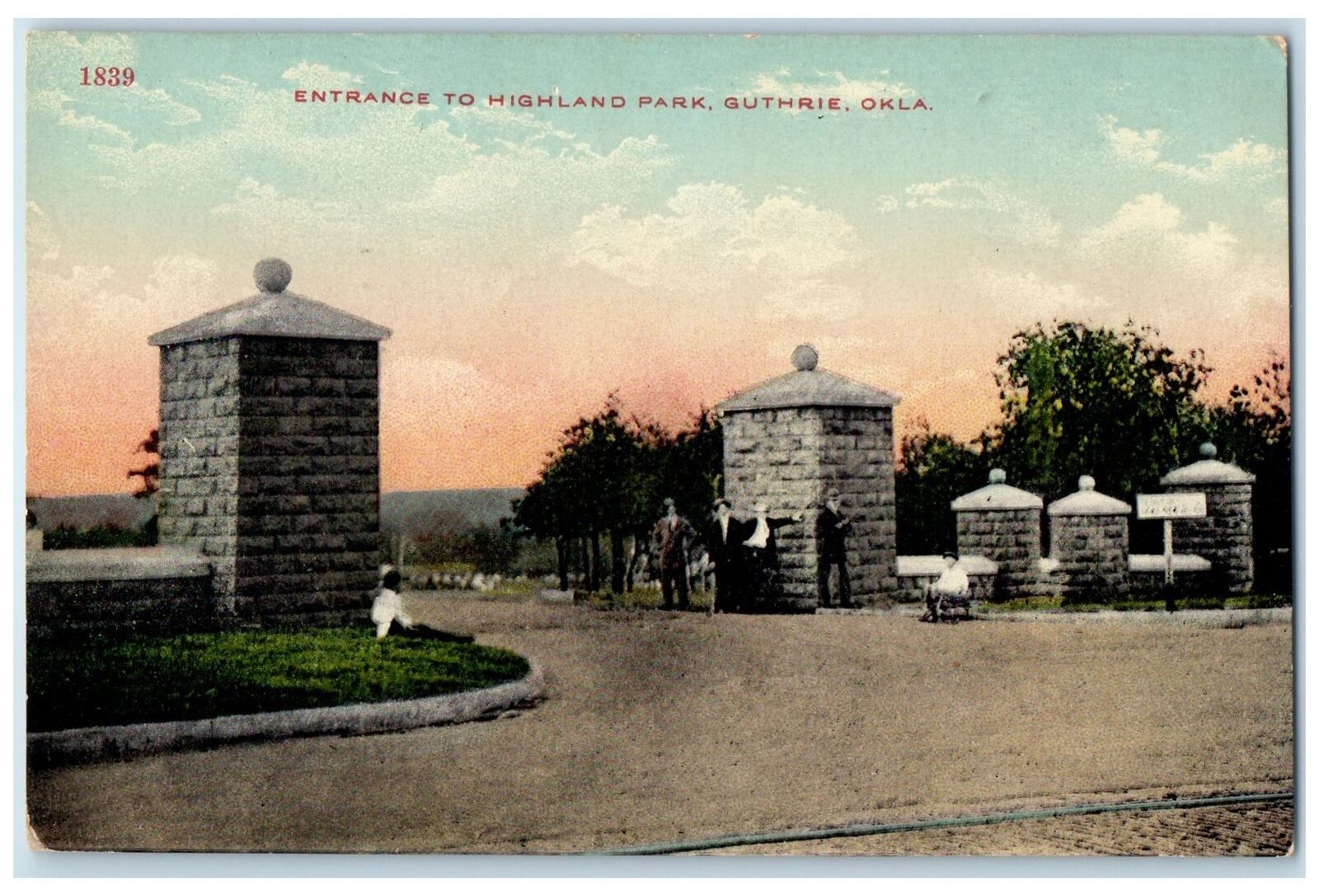 c1910\'s Entrance To Highland Park Guthrie Oklahoma OK Unposted Vintage Postcard