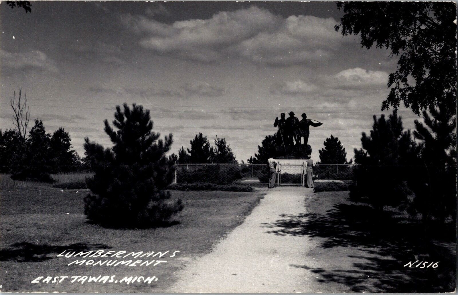 RPPC Lumbermans Monumant Lumberjacks East Tawas MI Vintage Postcard O32