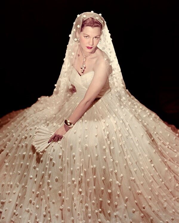 Maria Montez Posing in Wedding Gown looking glamorous 8x10 Color Photo