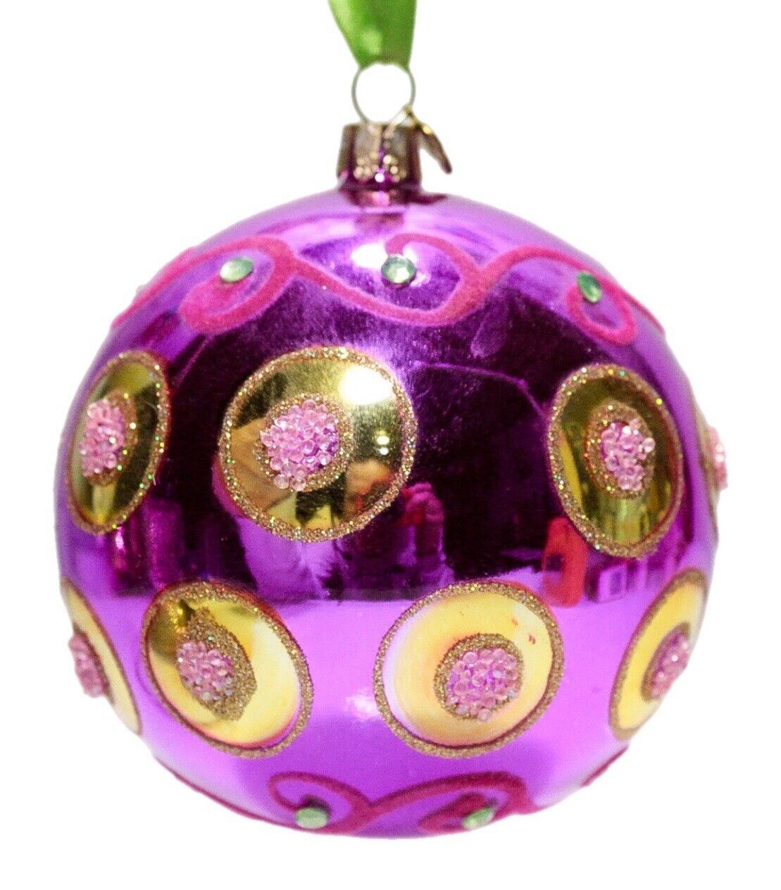 WATERFORD Pink Jeweled Glittered Jumbo Glass Christmas Ornament RARE
