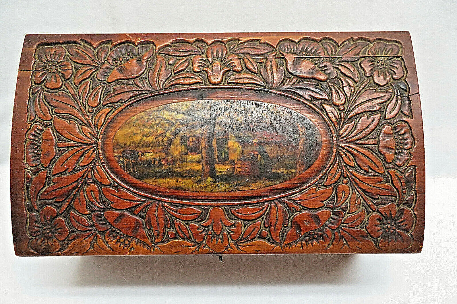 Vintage Hand Carved Redwood Box 