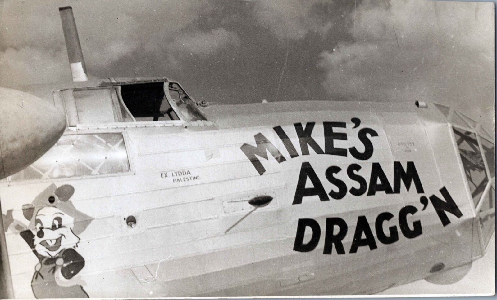 VICKERS WARWICK LM837 NOSE ART MIKE\'S ASSAM DRAGG\'N VINTAGE PHOTO HELIOPOLIS 1