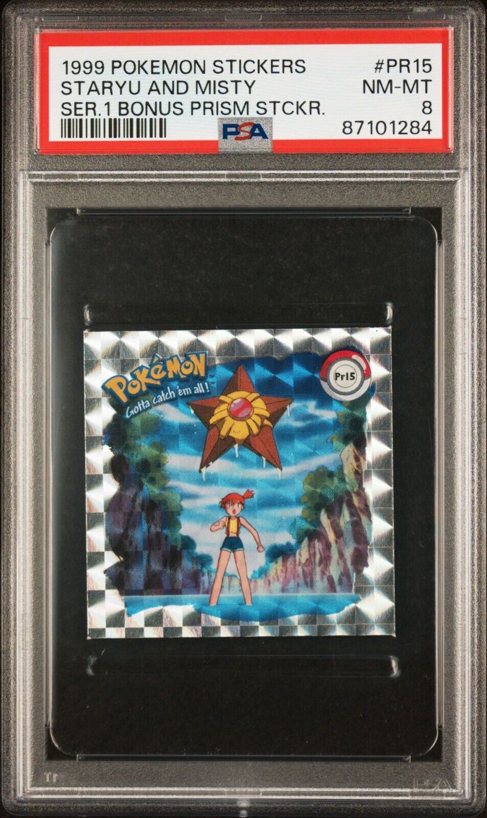 1999 Pokemon Stickers Series 1 PSA 8 Staryu and Misty Artbox #PR15