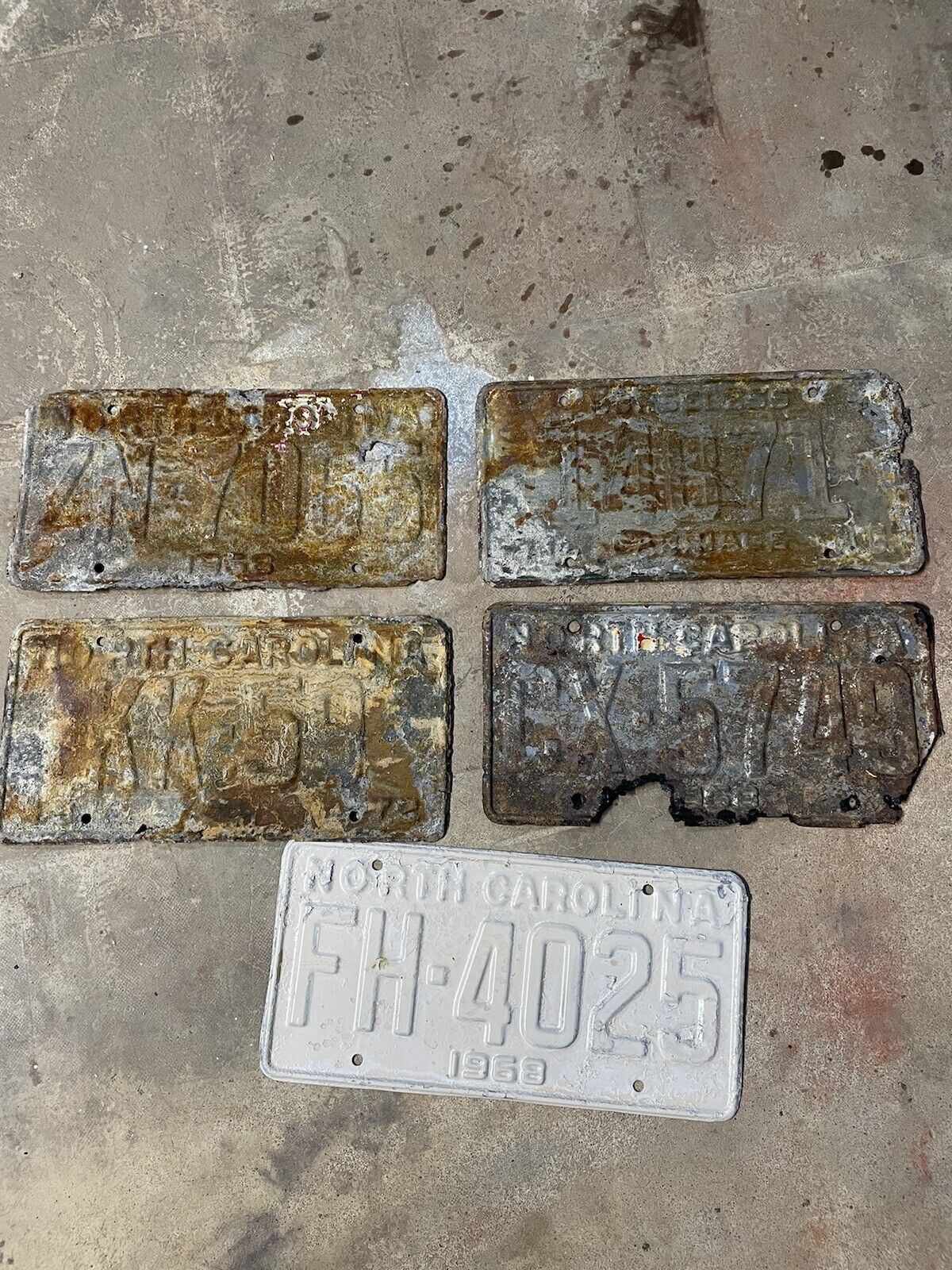 Lot Of 5 Old North Carolina License Plates 1968-1972