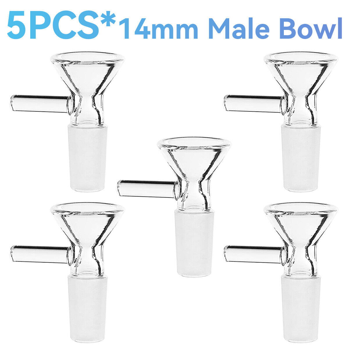 5x 14MM Replacement Head Male Smoking Glass Bowl For Water Pipe Hookah Bong