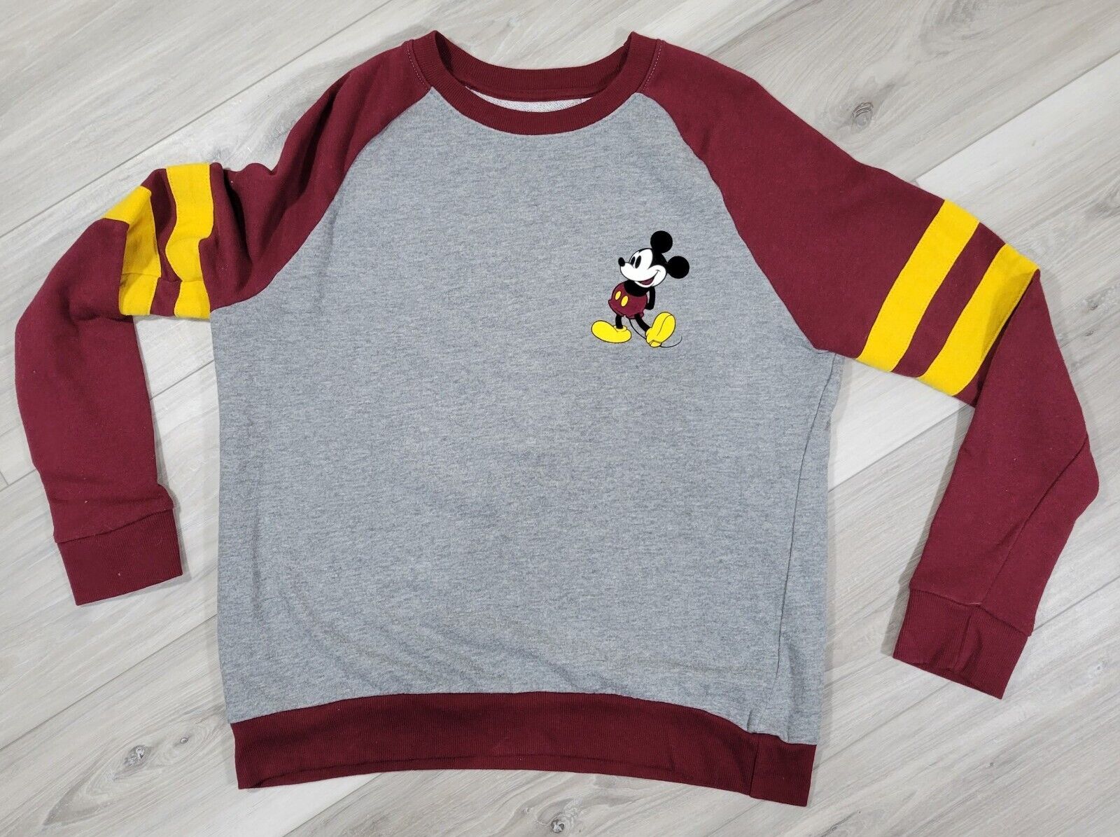 Vintage Disney Mickey Mouse Sweatshirt Womens Medium Gray Maroon Crewneck