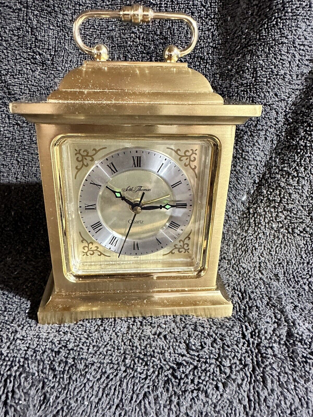 Vintage Seth Thomas Carriage Rapture Mantle Solid Brass Quartz Alarm Clock