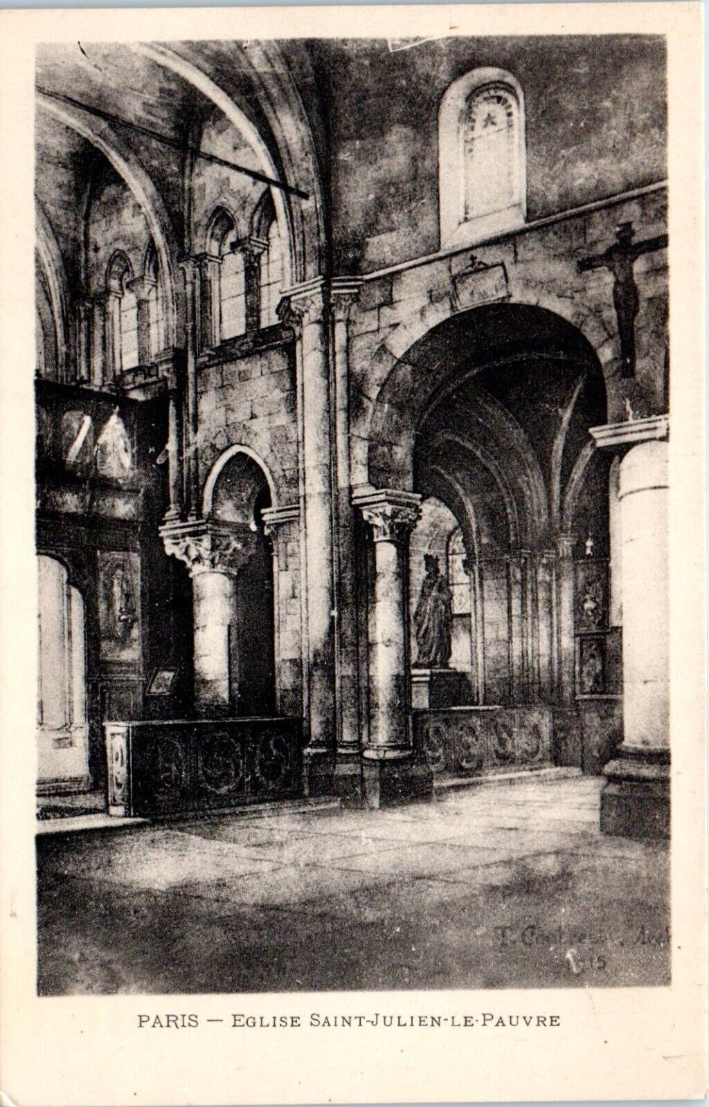 Interior View of Church of Saint Julien Le Pauvre Paris, France Postcard