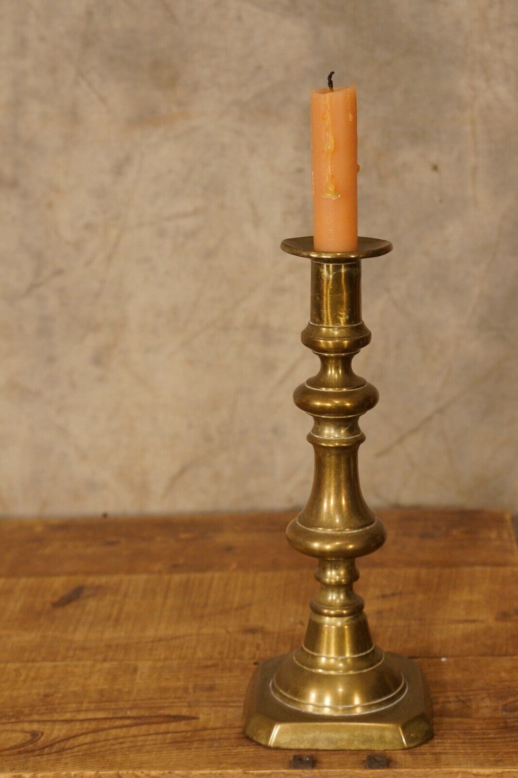 18th 19th Century Turned Brass Candlestick Holder