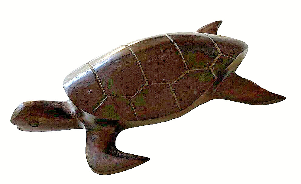 Sea Turtle Figurine Sculpture Hand Carved Ironwood 6\