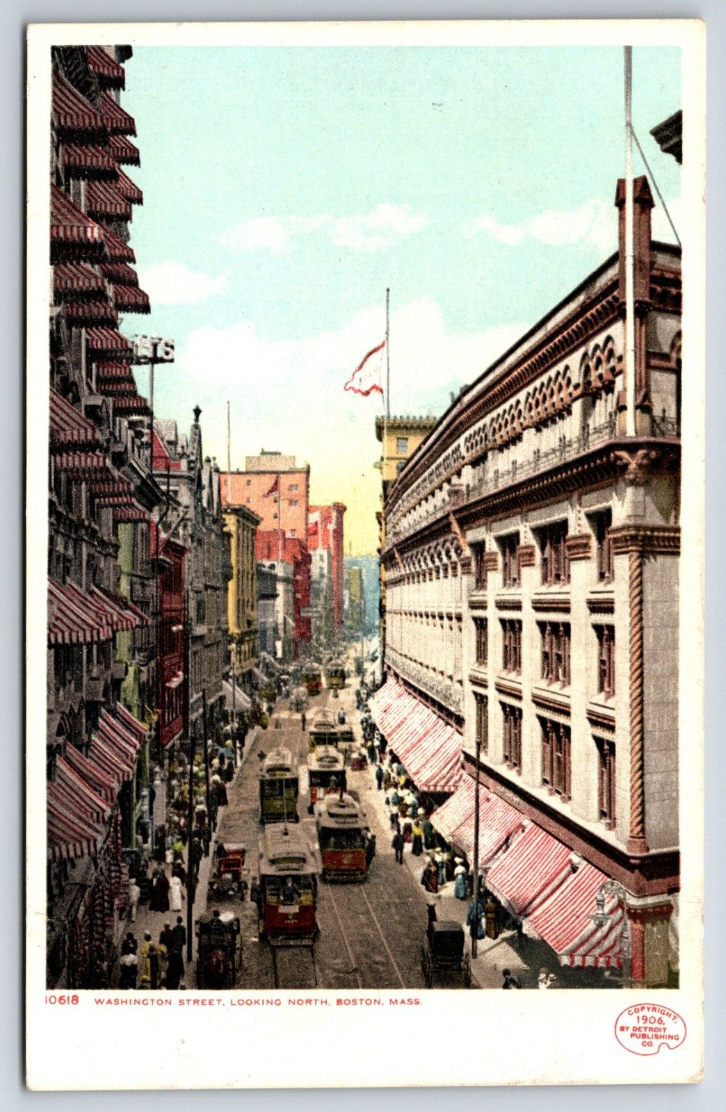 Washington Street View 1900\'s Boston Massachusetts Looking North Vtg Postcard