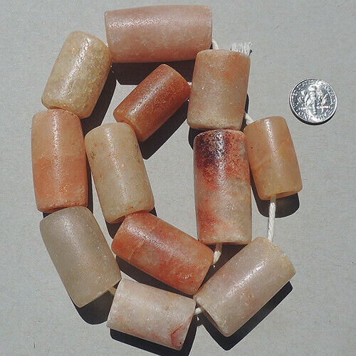 12 large cone drilled ancient agate african stone beads mali #5045