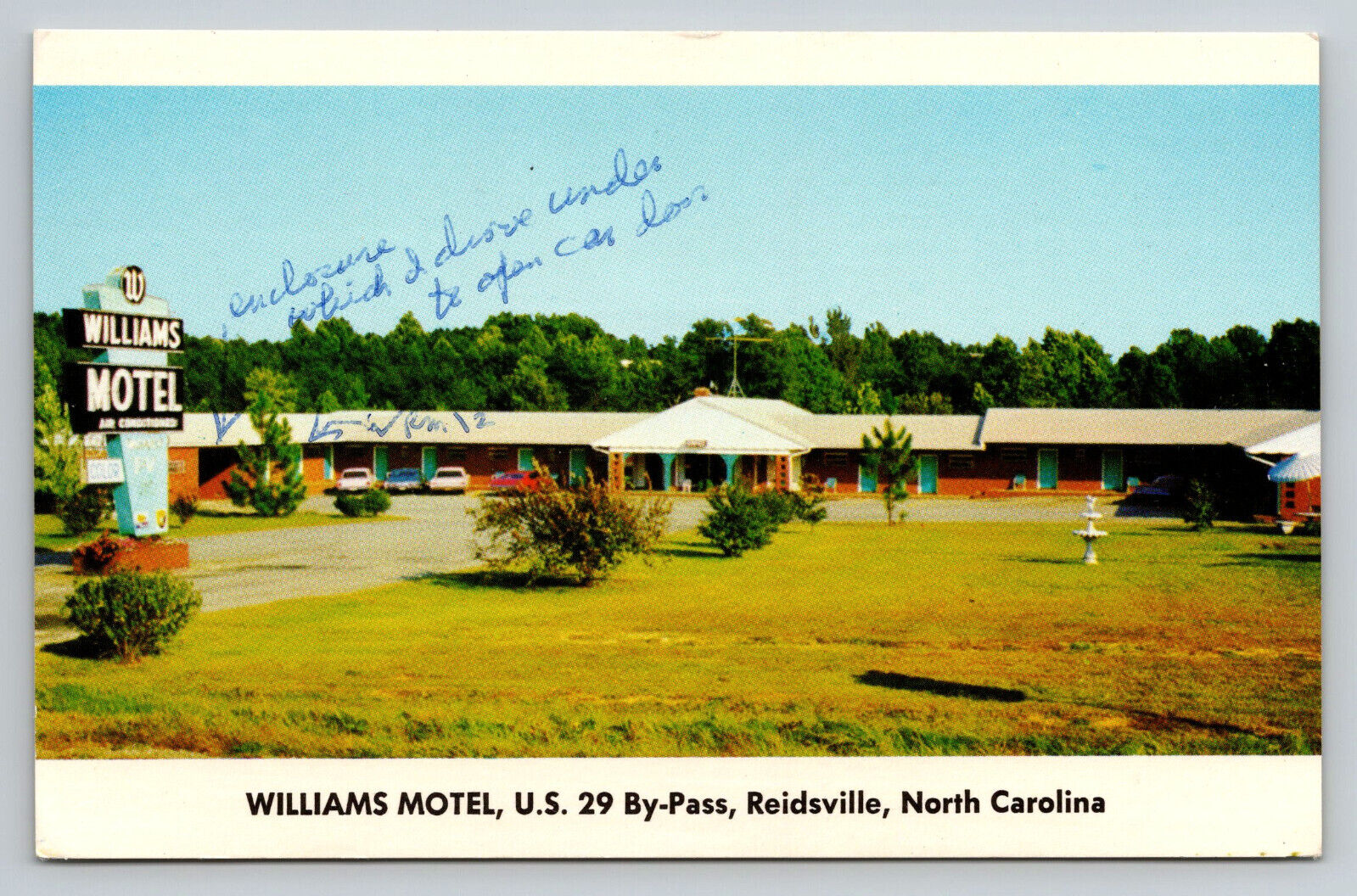 Reidsville North Carolina Williams Motel Restaurant Postcard