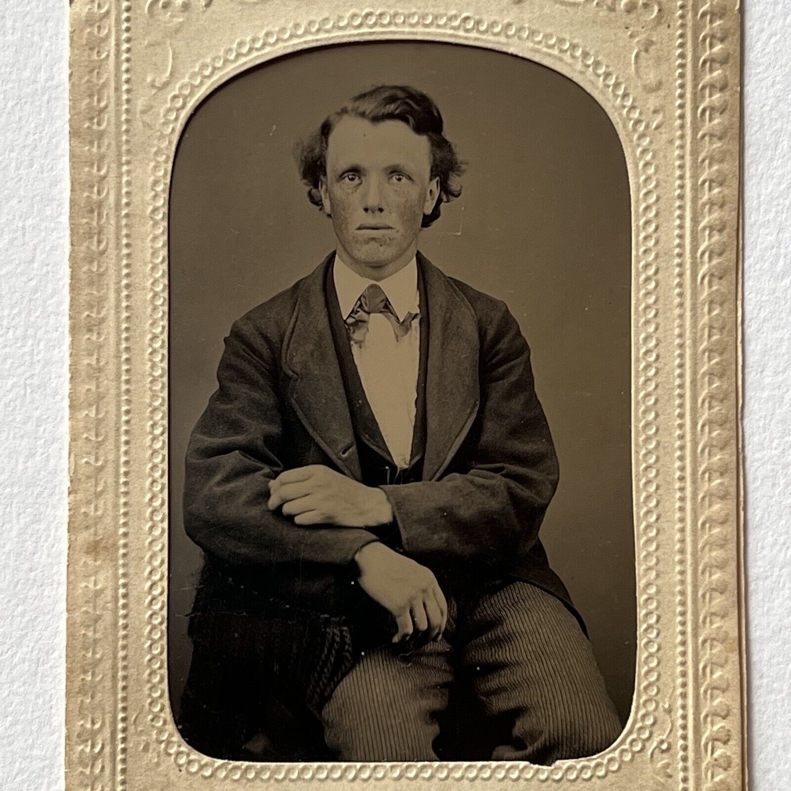 Antique Tintype Photograph Interesting Young Man DeForest WI ID Duane Mowry