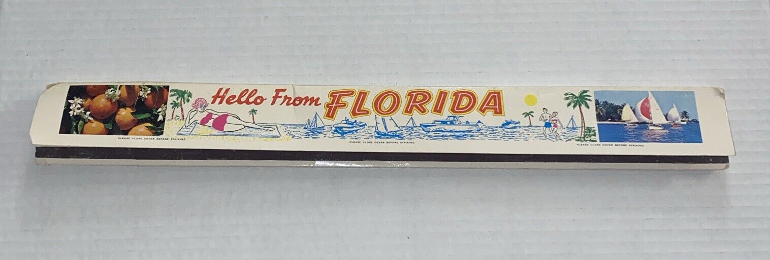 Plastichrome Hello Florida World\'s Largest Match Book Vintage Souvenir Matchbook
