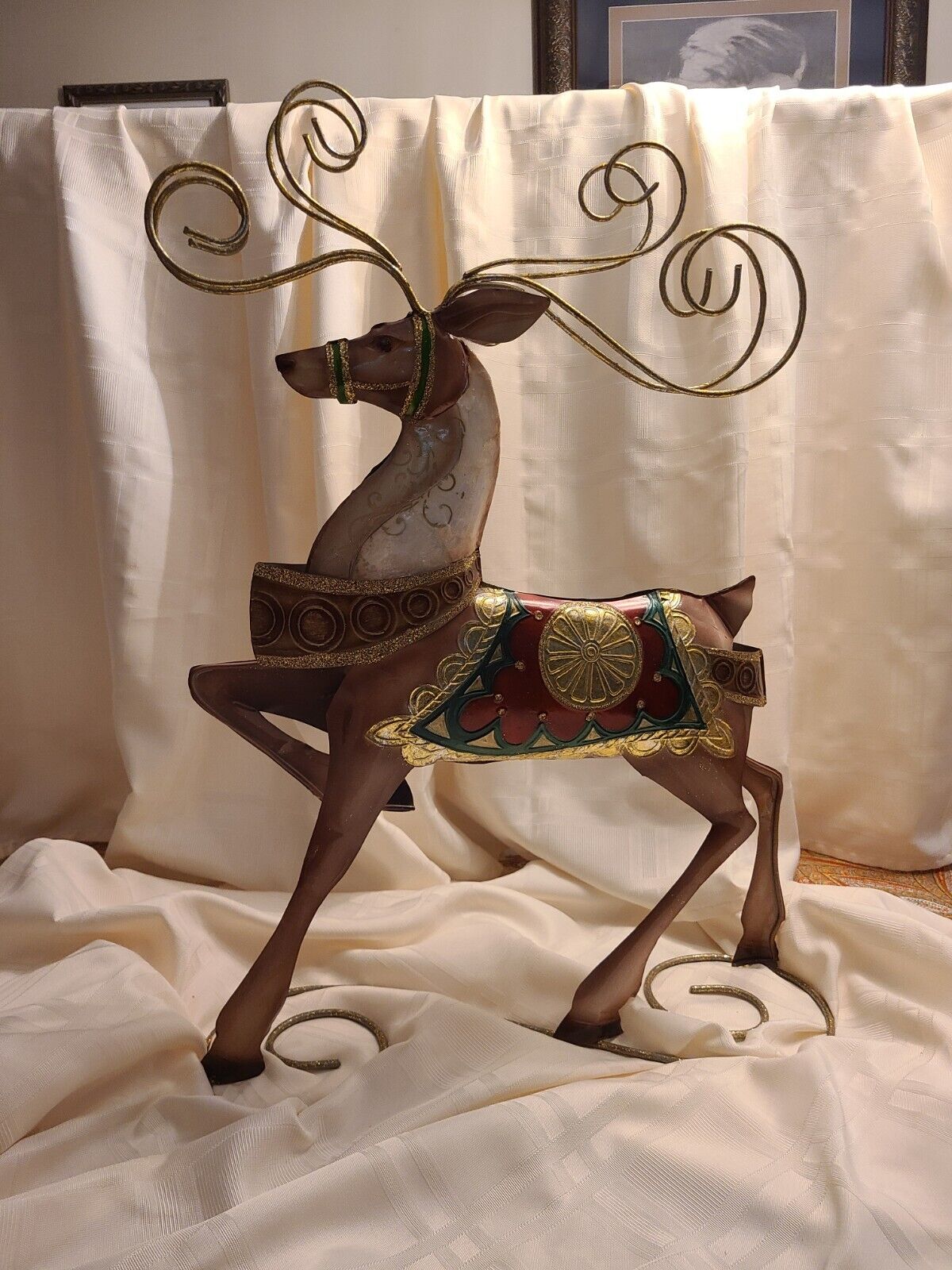 Pier 1 Imports- Large Metal Christmas Reindeer- New In Box
