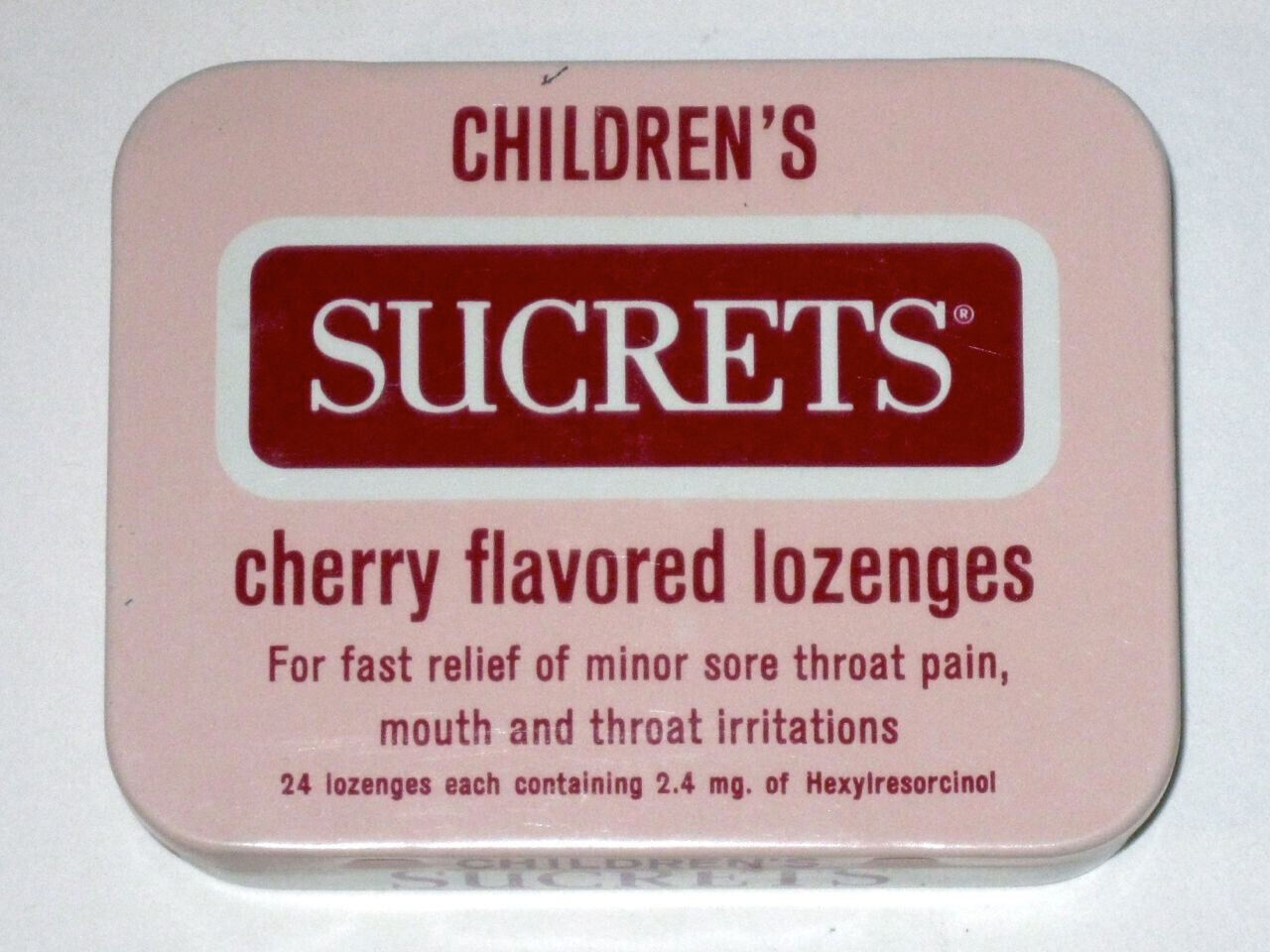 Vintage 1960s CHILDREN\'s SUCRETS Cherry Flavor Throat LOZENGES Advertising TIN