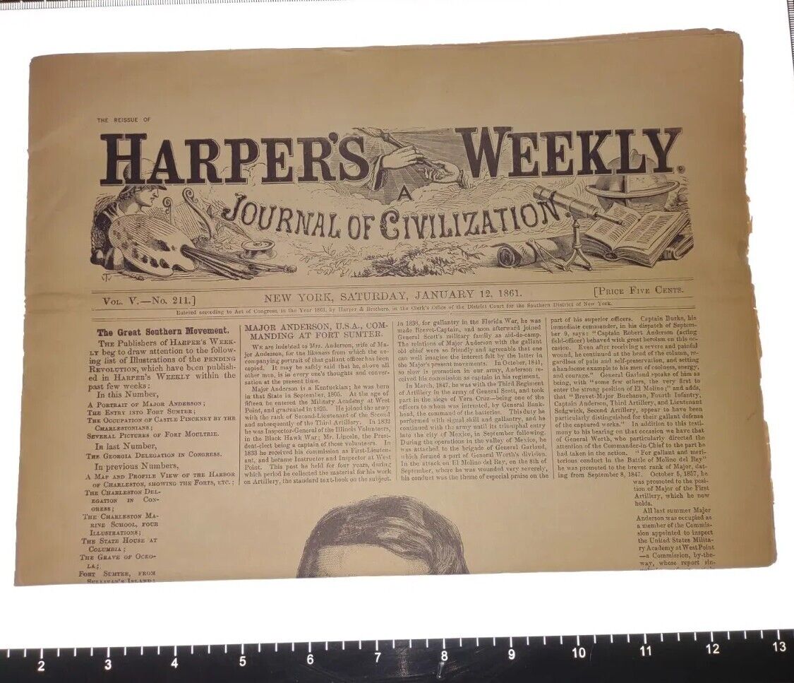 HARPER\'S WEEKLY Newspaper Reissue January 12 1861 Senator Seward\'s Arabians Ads
