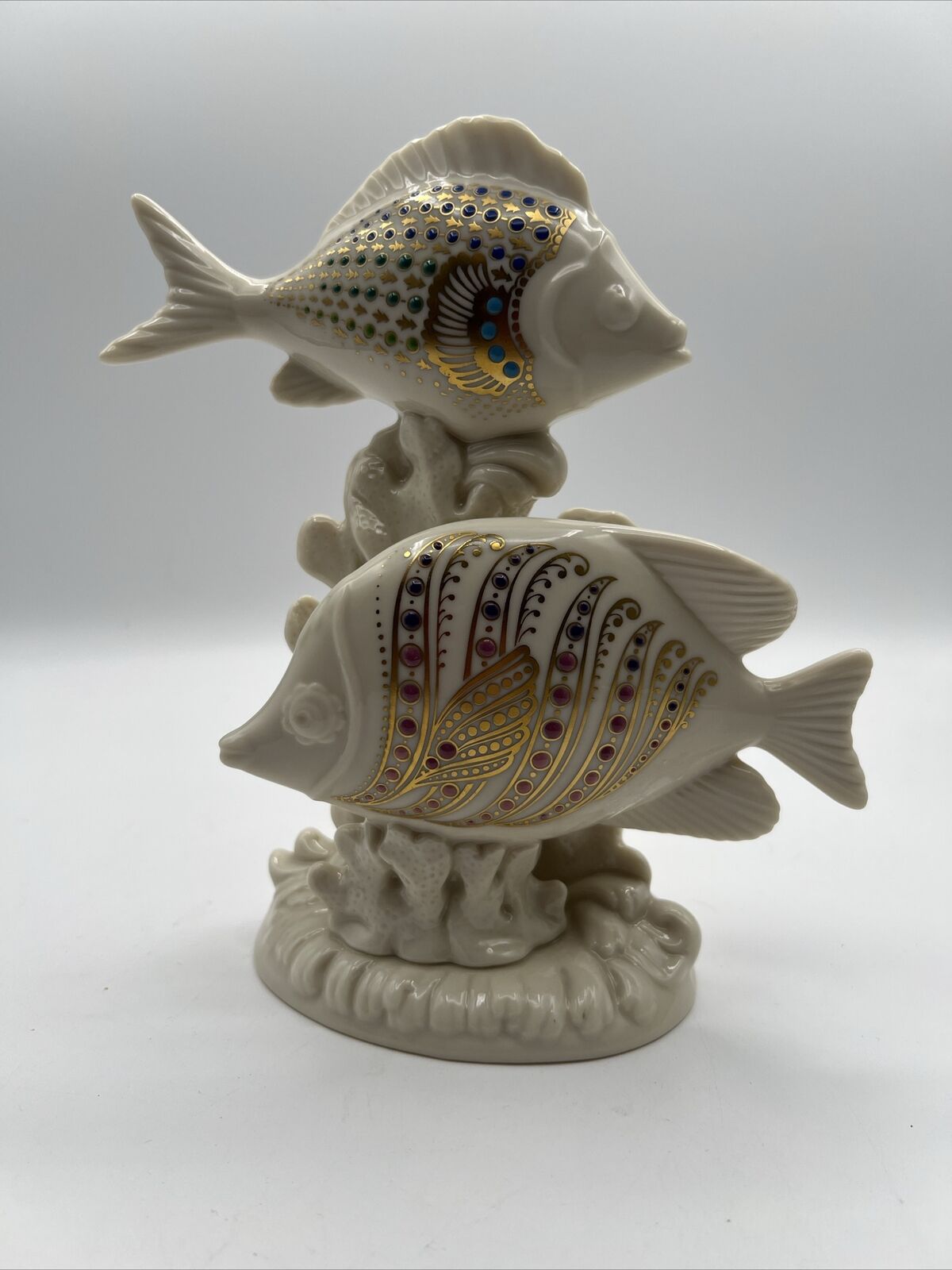 Vintage Retired Lenox China Jewels Collection Double Tropical Fish Figurine MINT