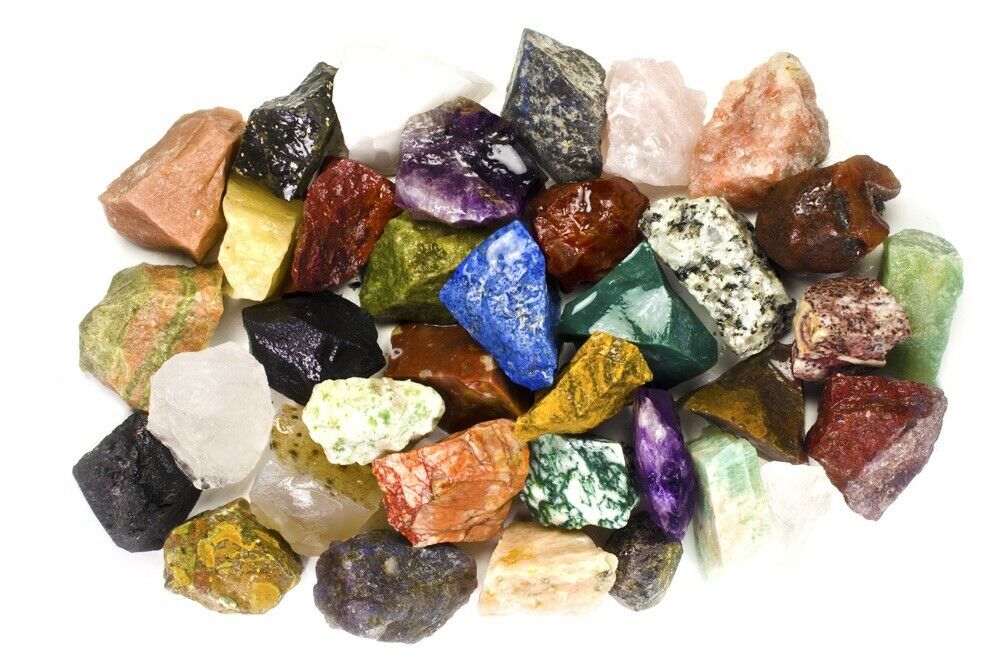 2 lbs of Bulk Rough INDIA Stone Mix - Over 25 Stone Types - Tumbling Rocks