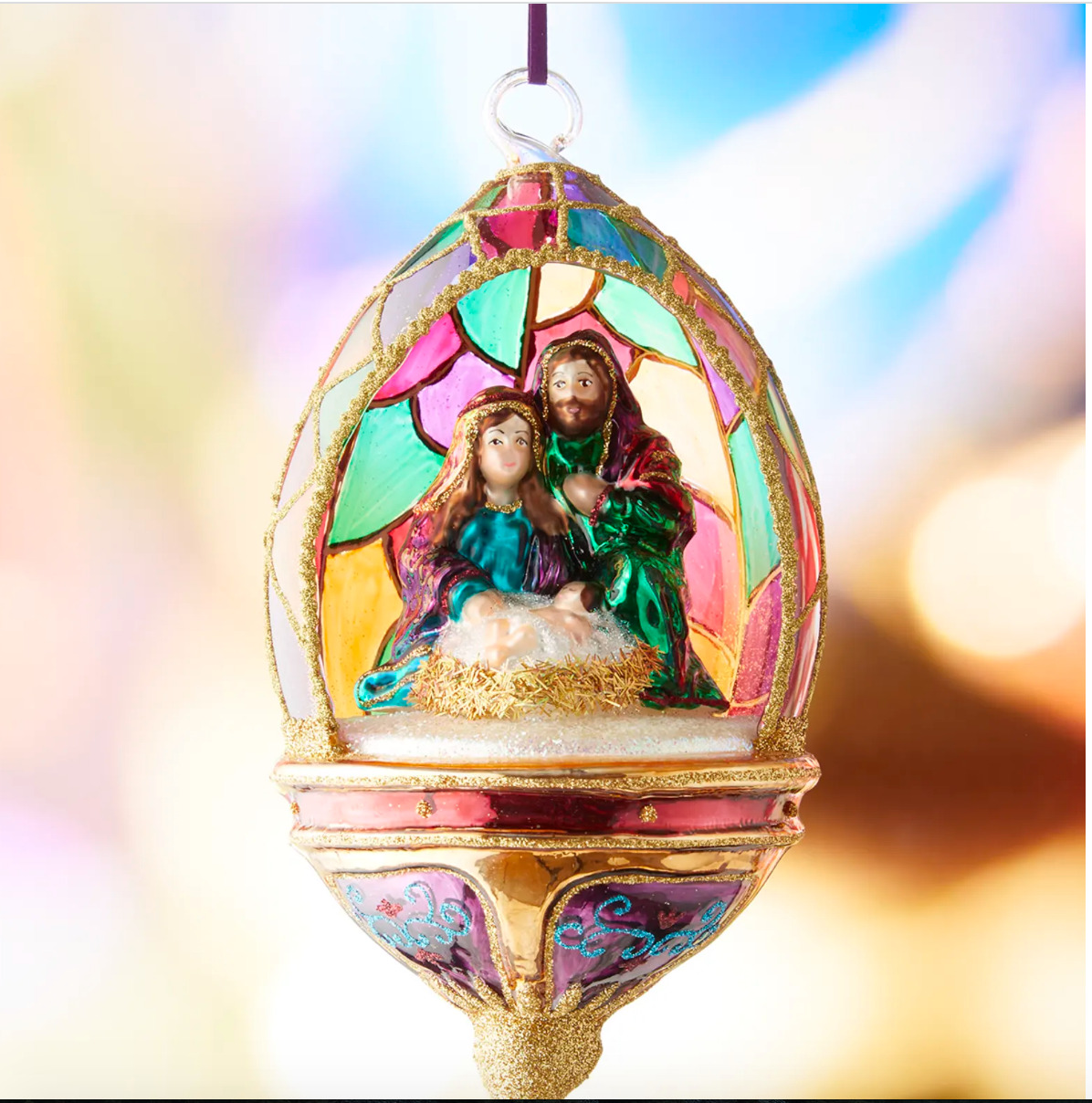 New Neiman Marcus Exclusive holy family dome Christmas Ornament globe Poland 7”