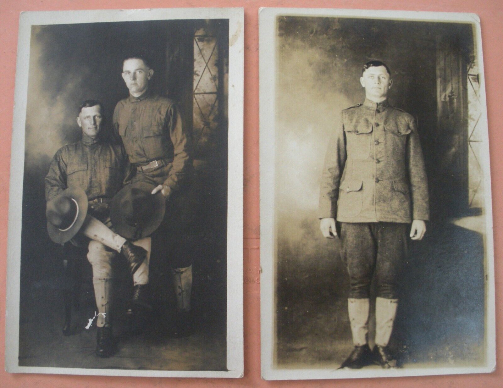 (2) WWI Dough Boy Soldiers Real Photo Postcards. Doughboy