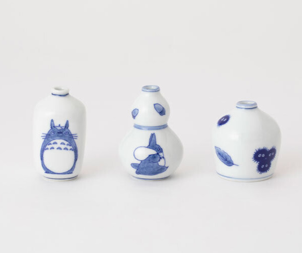 Set of 3 Studio Ghibli My Neighbor Totoro Small Single Flower Vase Porcelain NEW