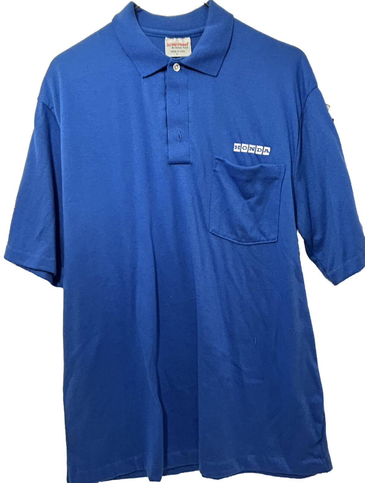 Honda Mens Blue Polo Shirt Size Large vintage